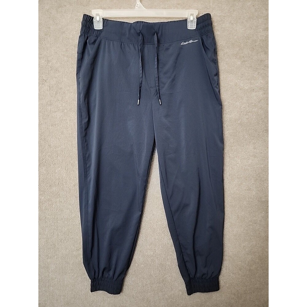 Eddie Bauer Track Jogger Pants Women XL Blue Striped Lightweight Pull On Stretch